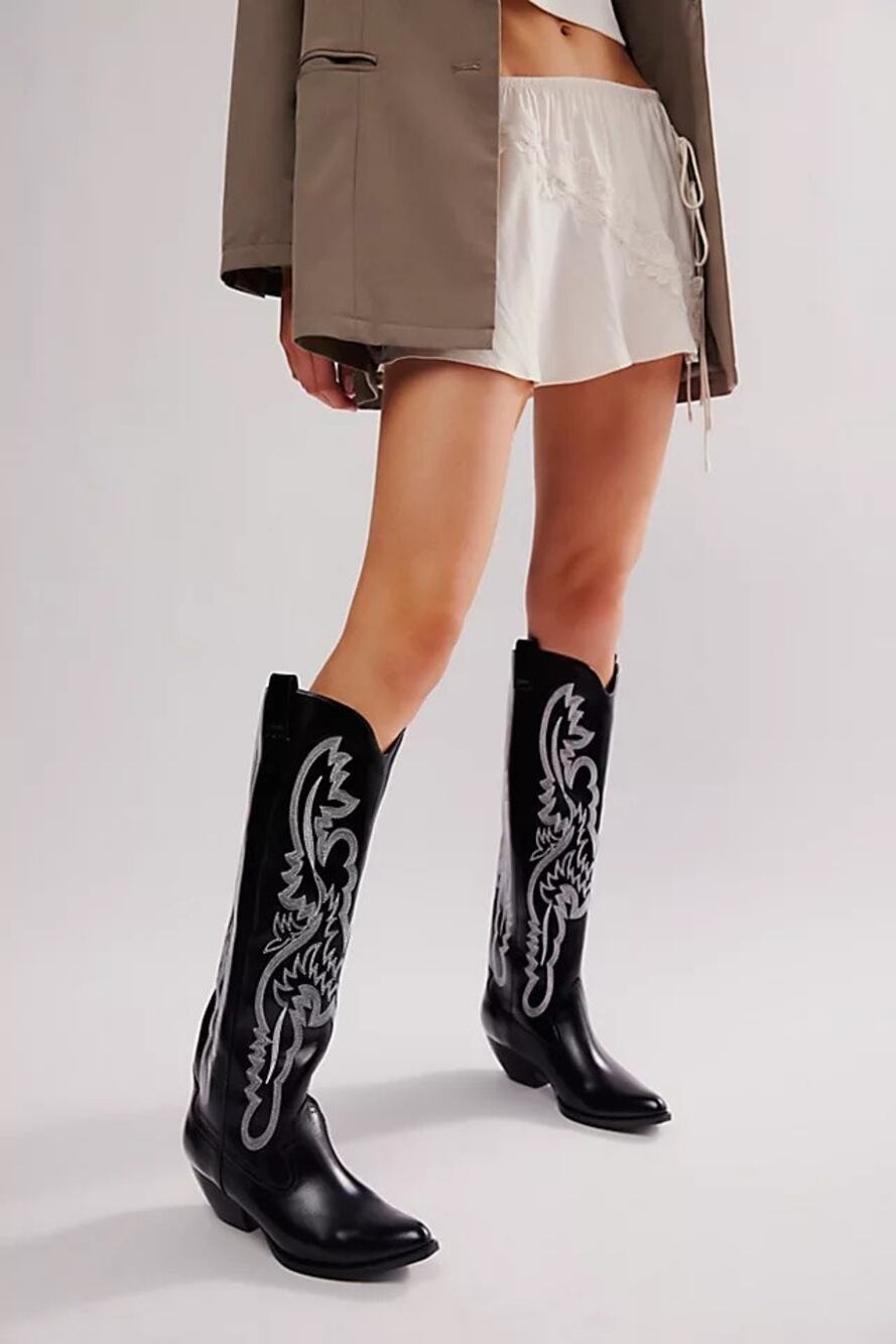 Free People x Jeffrey Campbell Finn Tall Western Boots, Black, NWOT, size 7.5